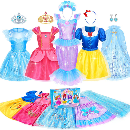 Jeowoqao princess dress set with cape and skirts for imaginative pretend play
