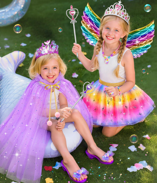Jeowoqao princess shoes with secure heel and anti-slip soles for safe pretend wear.