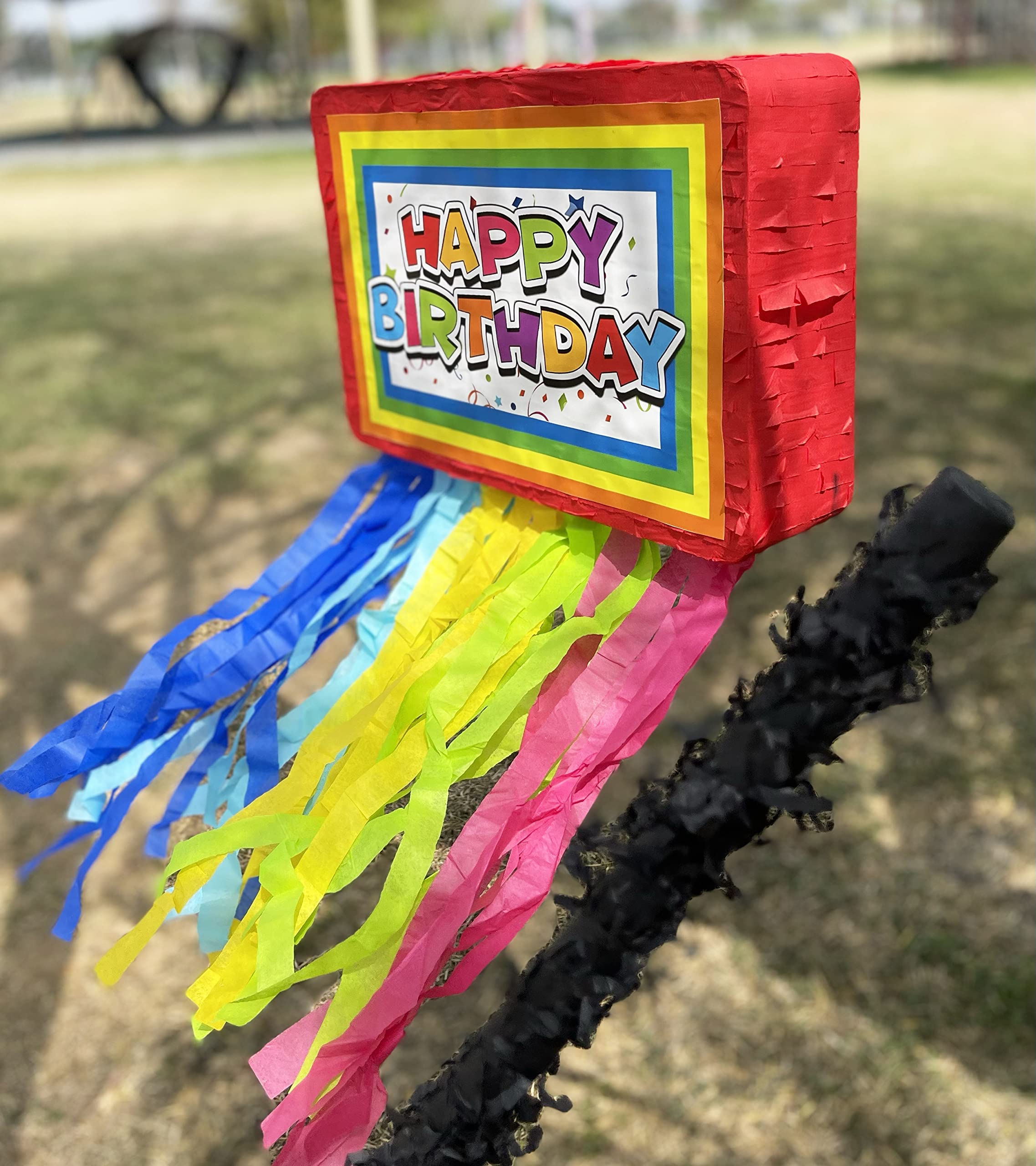 Jergrim Pinata bandana adds colorful flair for a playful reveal.