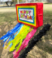 Jergrim Pinata bandana adds colorful flair for a playful reveal.