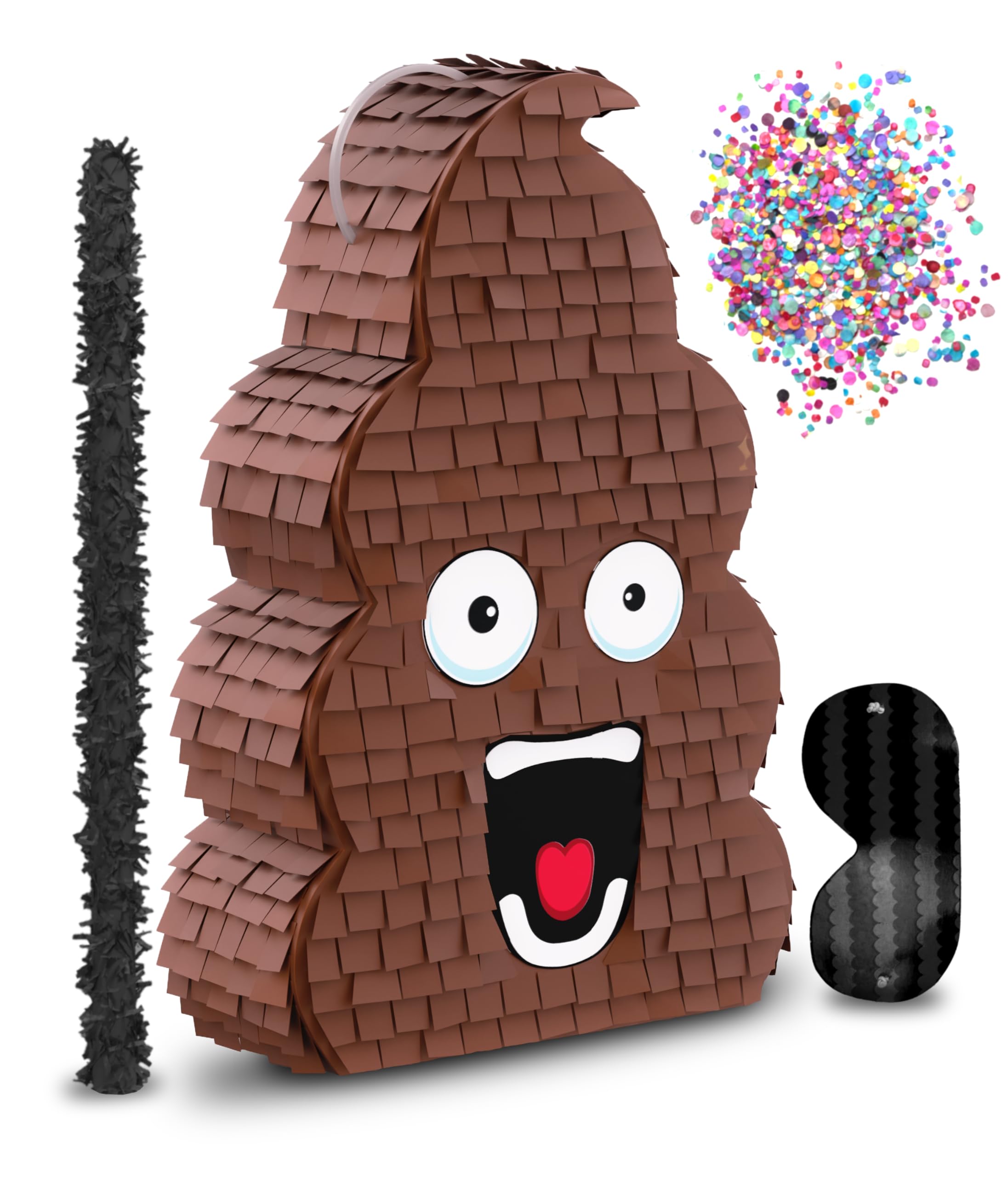 Jergrim Poop Piñata 4-piece set ready for a fun party centerpiece