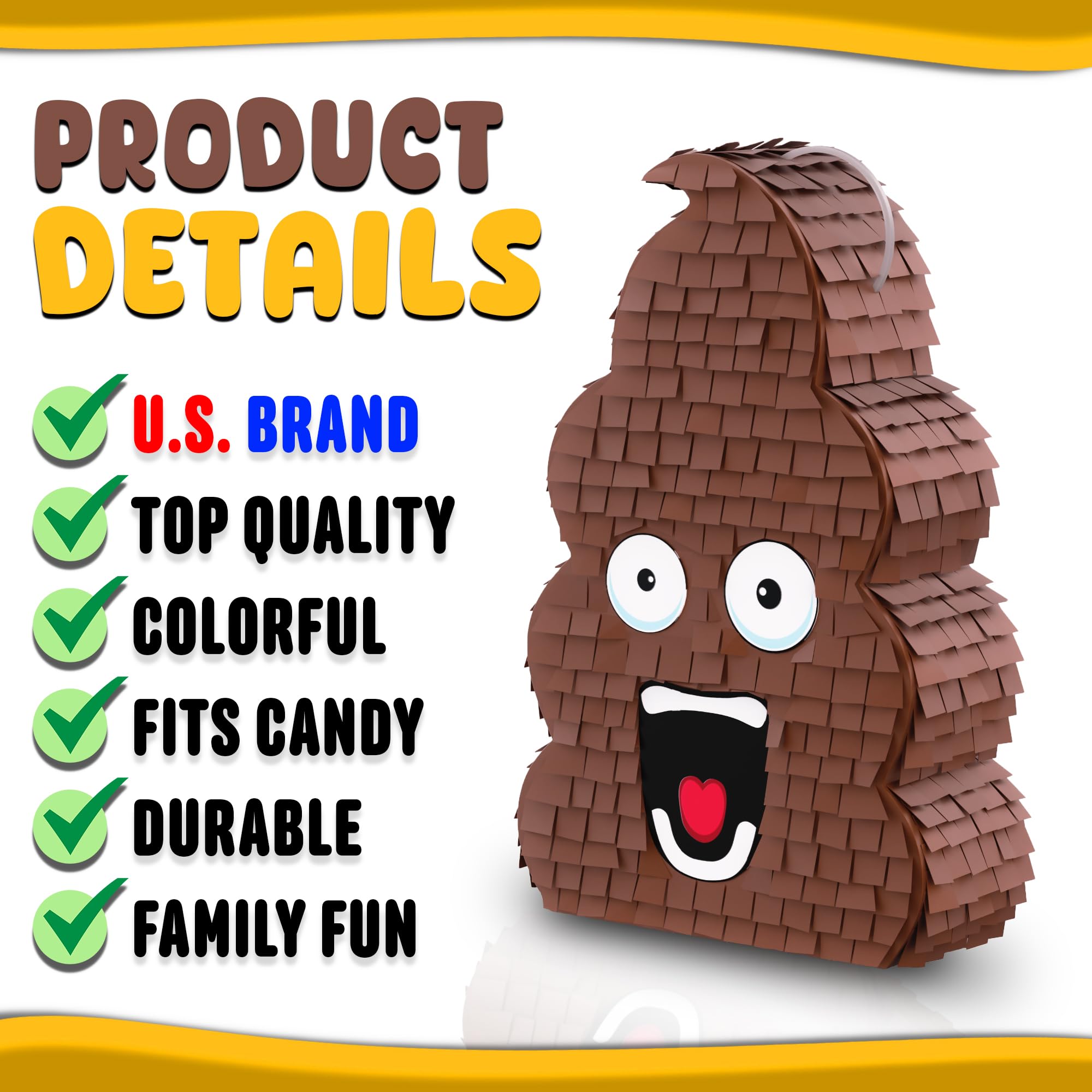 Jergrim Poop Piñata handcrafted from recycled cardboard for durability