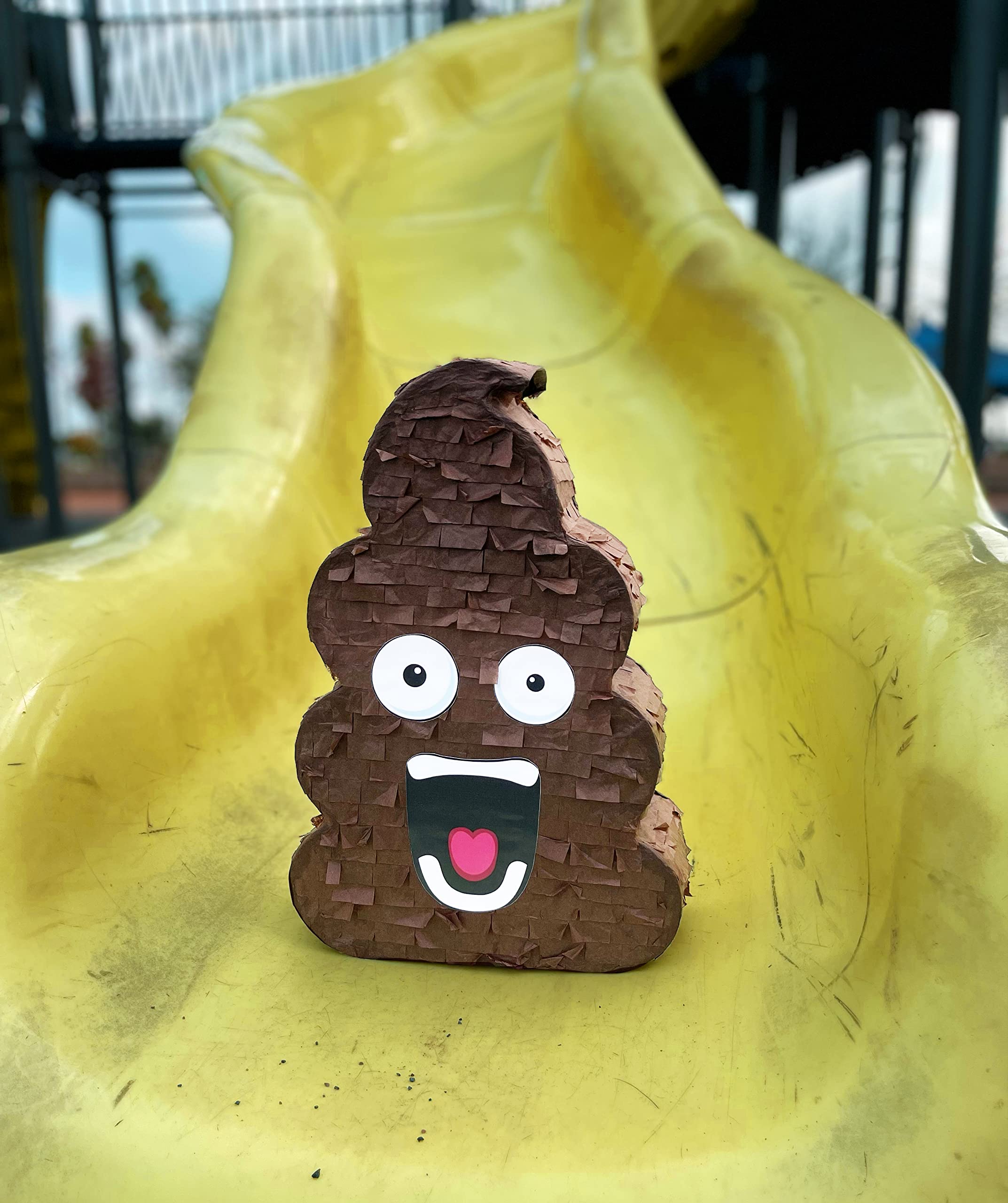 Jergrim Poop Piñata vibrant tissue paper colors enhance party decor