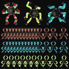 Jerify transformable chain robot fidget toy glows in the dark for portable stress relief.
