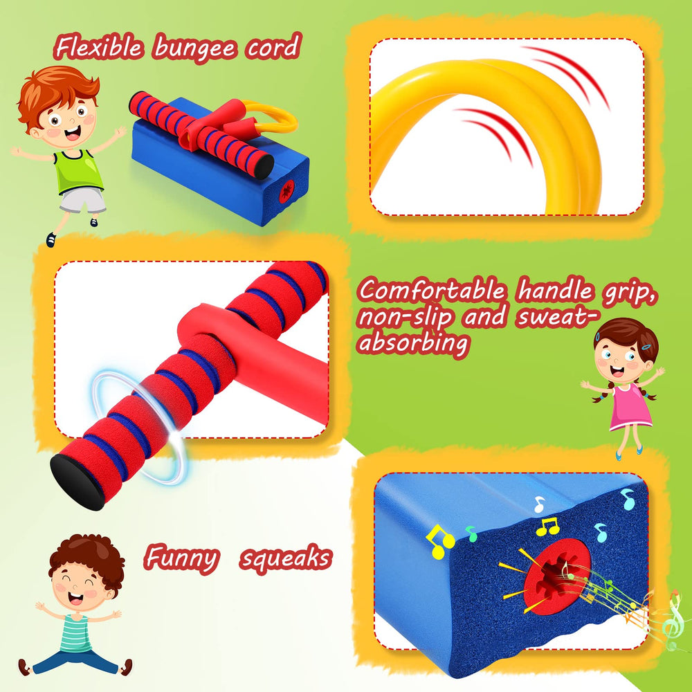 Jerify foam pogo stick features soft non-slip handles for comfortable jumping.