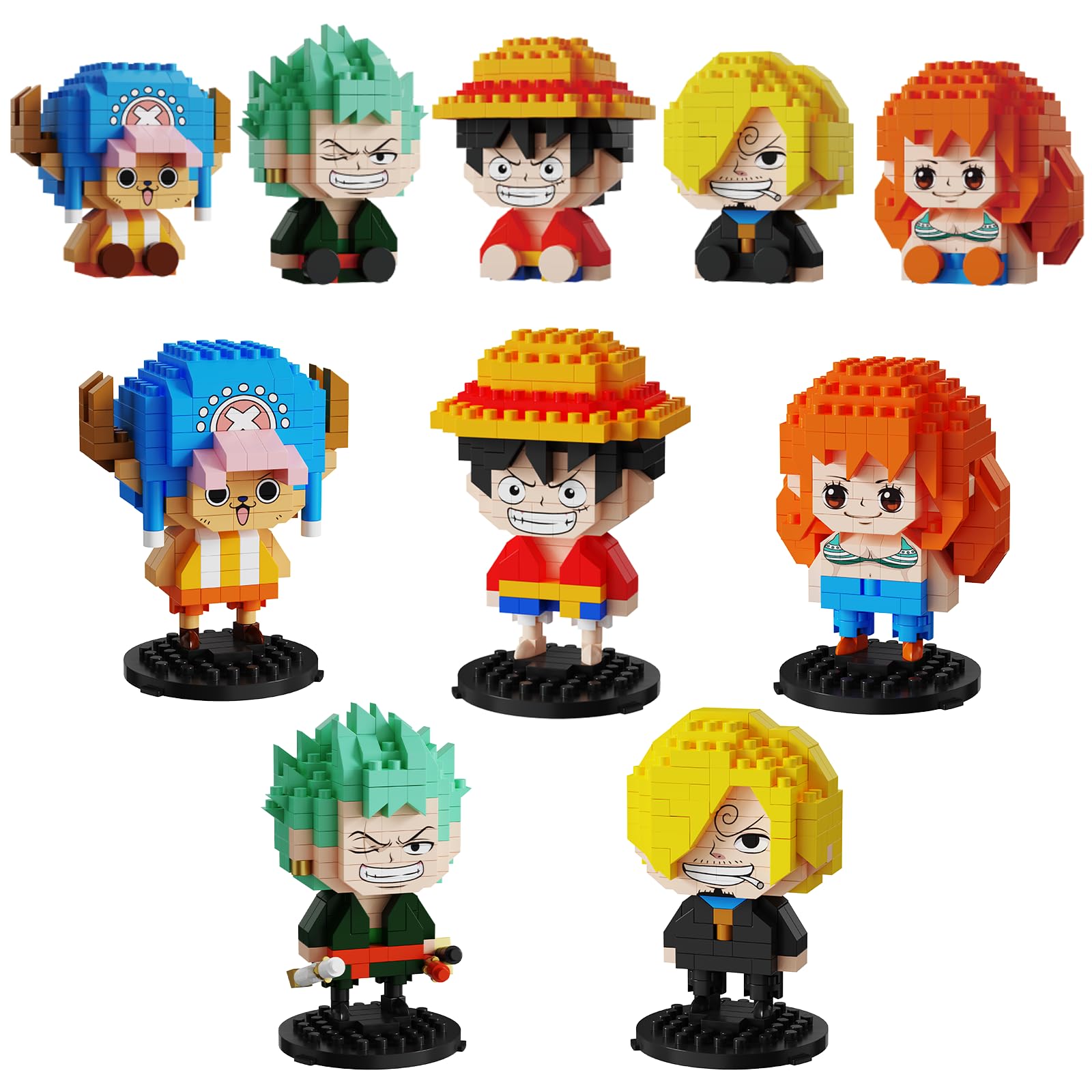 JESGO 5 pirate figures mini headz pose for desk display and collectability.