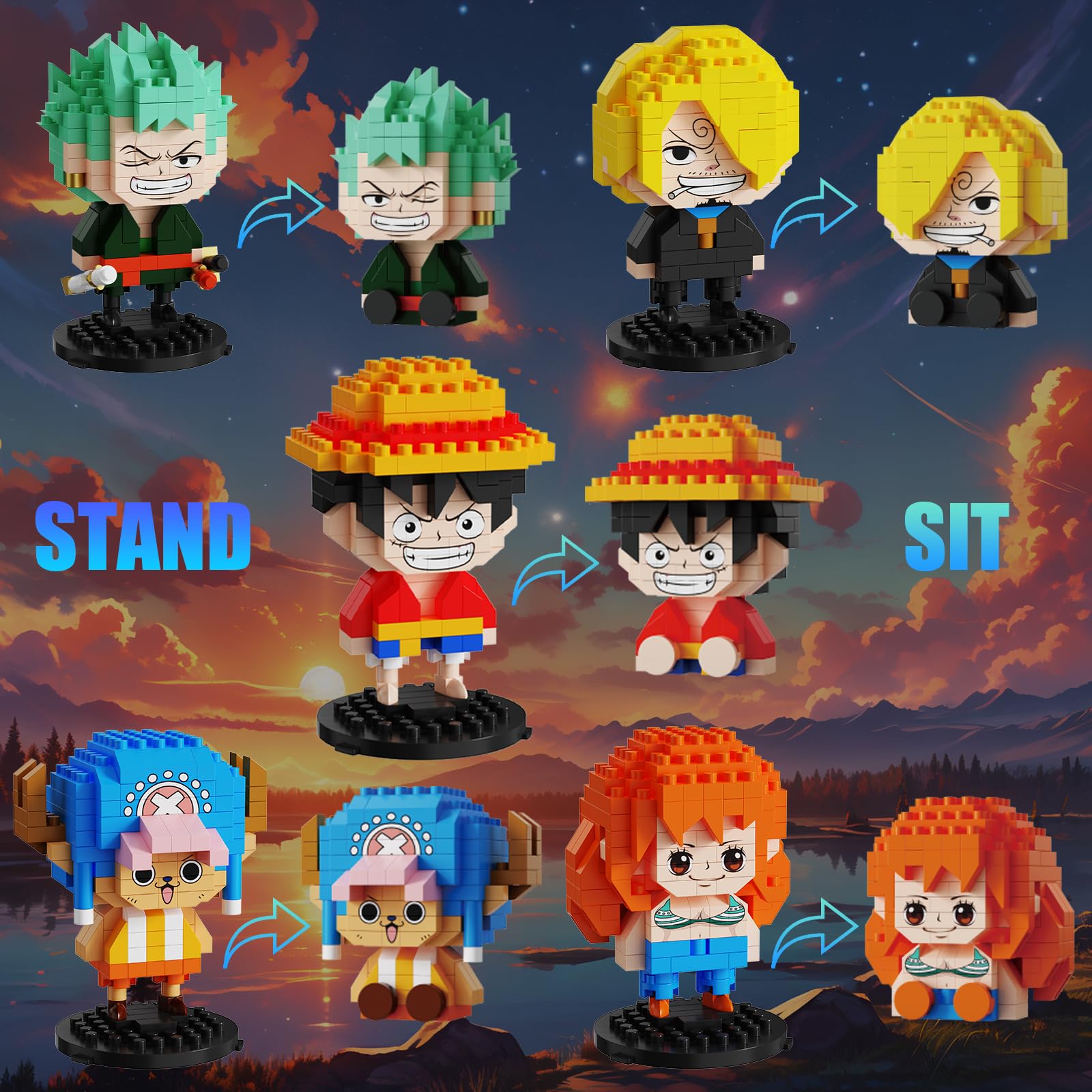 JESGO 5 pirate figures vivid coloring showcases character details.