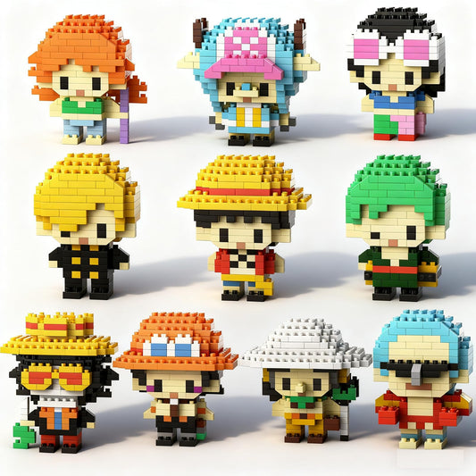 JESGO Straw Hat Crew figures set with ten pirate characters for display.