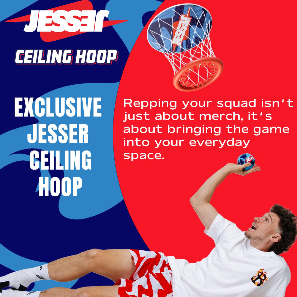 Jesser ceiling hoop with 3M strips offers damage-free removal.