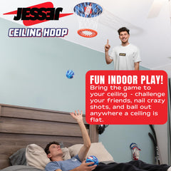 Jesser ceiling hoop soft foam basketballs for safe indoor play.