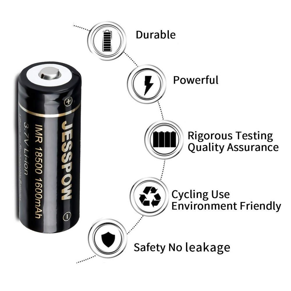 JESSPOW 18500 battery inside a flashlight delivers steady nighttime power.
