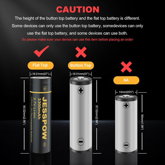 JESSPOW 3300mAh battery suitable for flashlight and camera use.