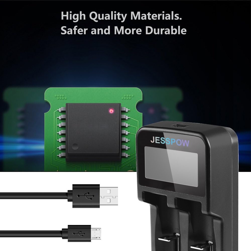 JESSPOW four-pack includes a charger for easy setup.