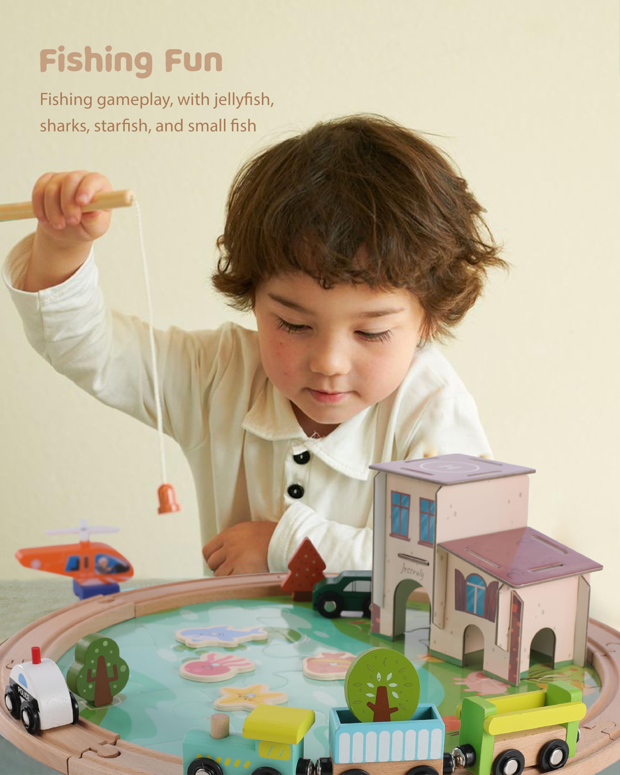 Jessruly airplane and mini-house piece encourages imaginative world-building during play.