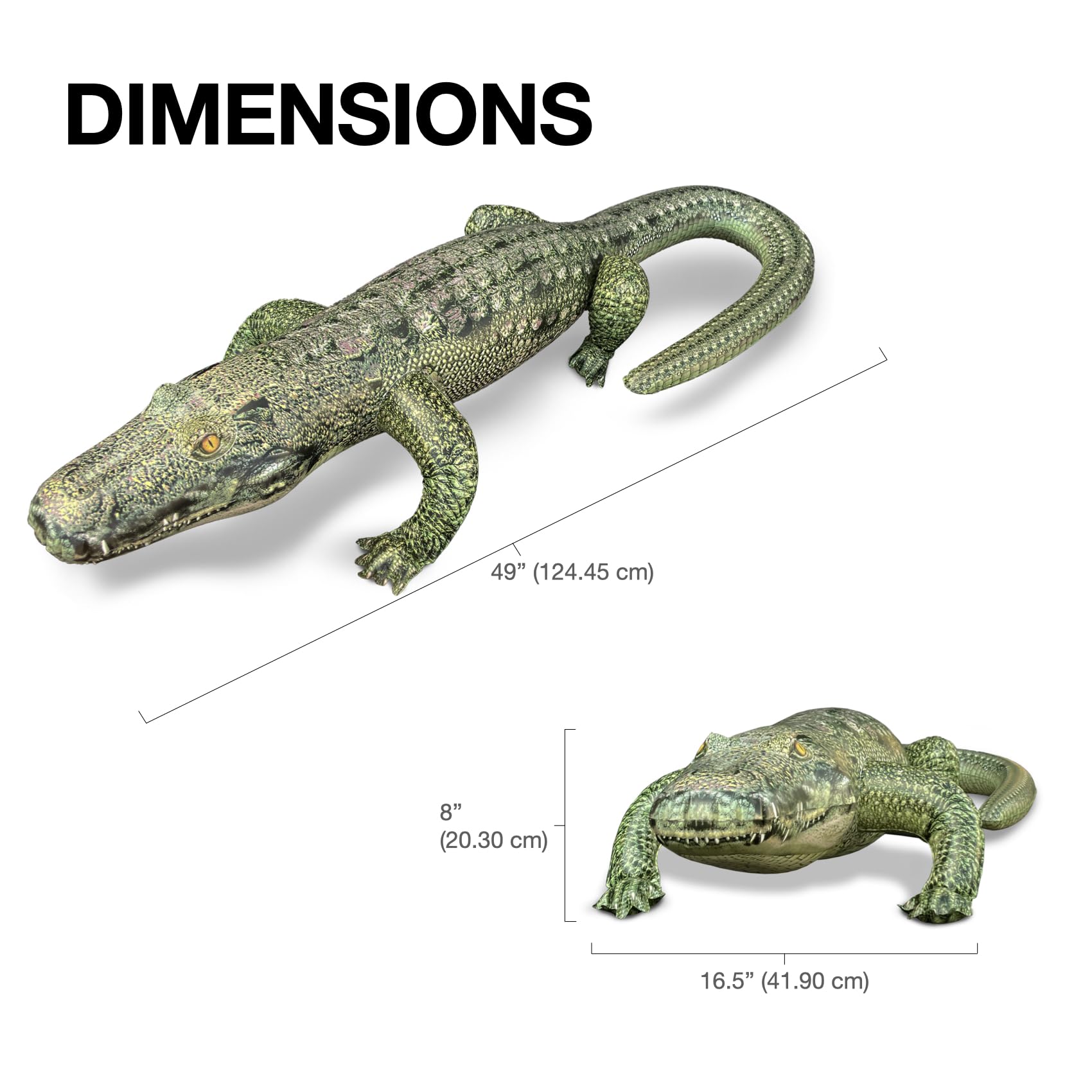 Jet Creations inflatable alligator close-up showing realistic texture for safari-themed props
