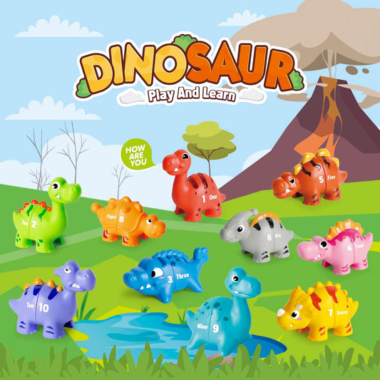 Jetbotell 10 dinosaur figures ideal for number matching and fine motor play
