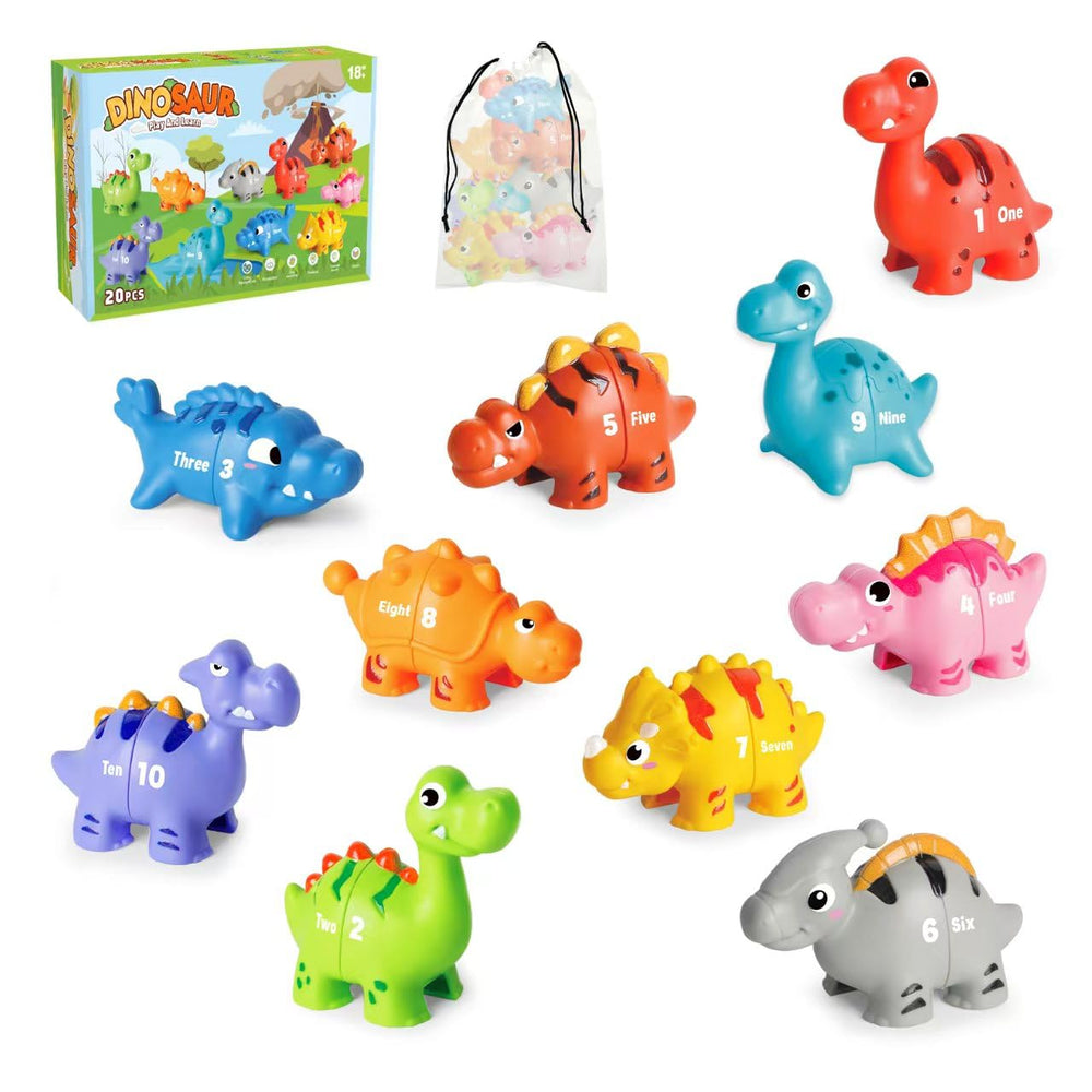 Jetbotell 20-pcs dinosaur number learning toys with colorful dino buddies for early math fun