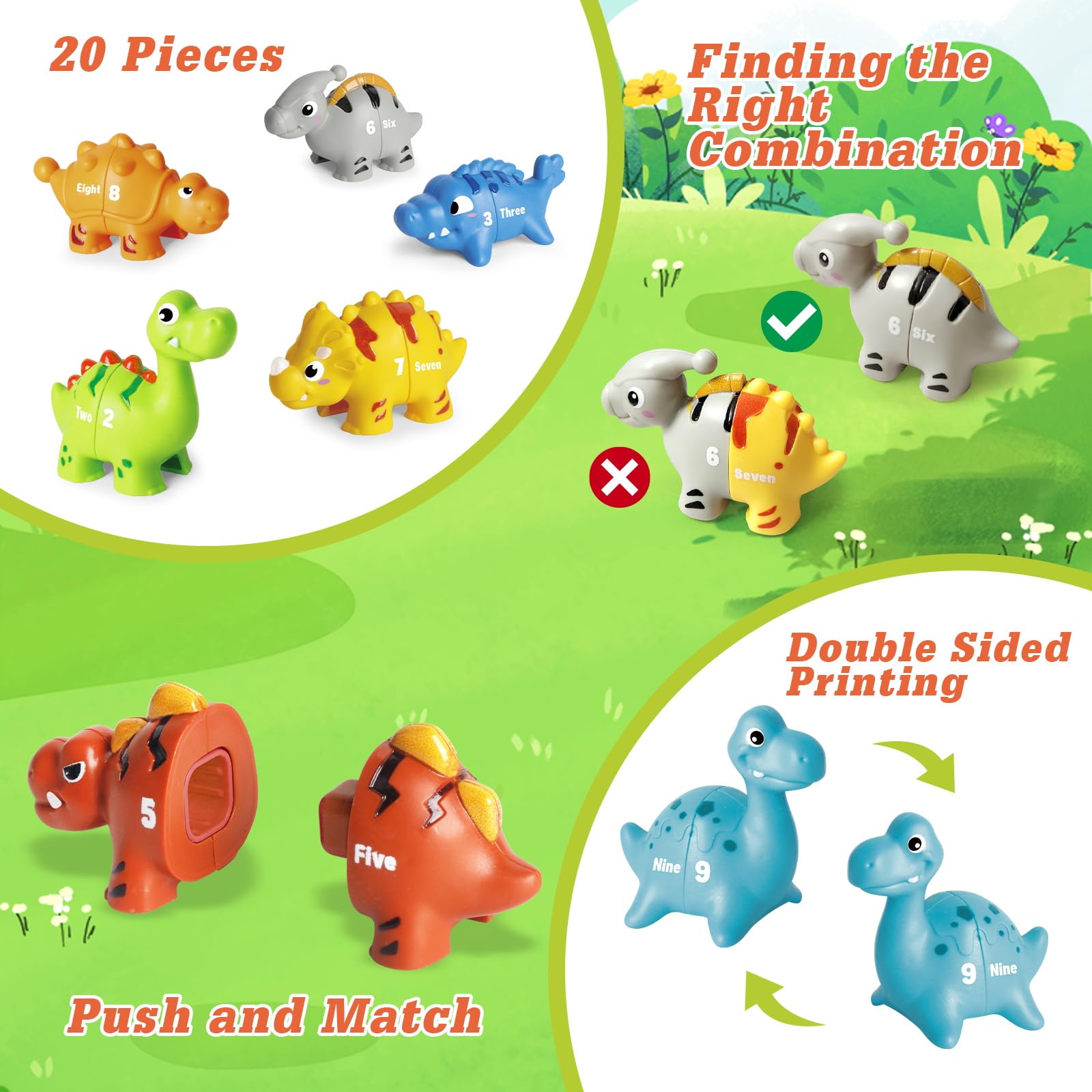 Jetbotell double-sided dinosaur tiles support versatile puzzles and repeated practice