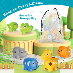Jetbotell fine-motor-toy showcasing little fingers snapping animal halves for better dexterity