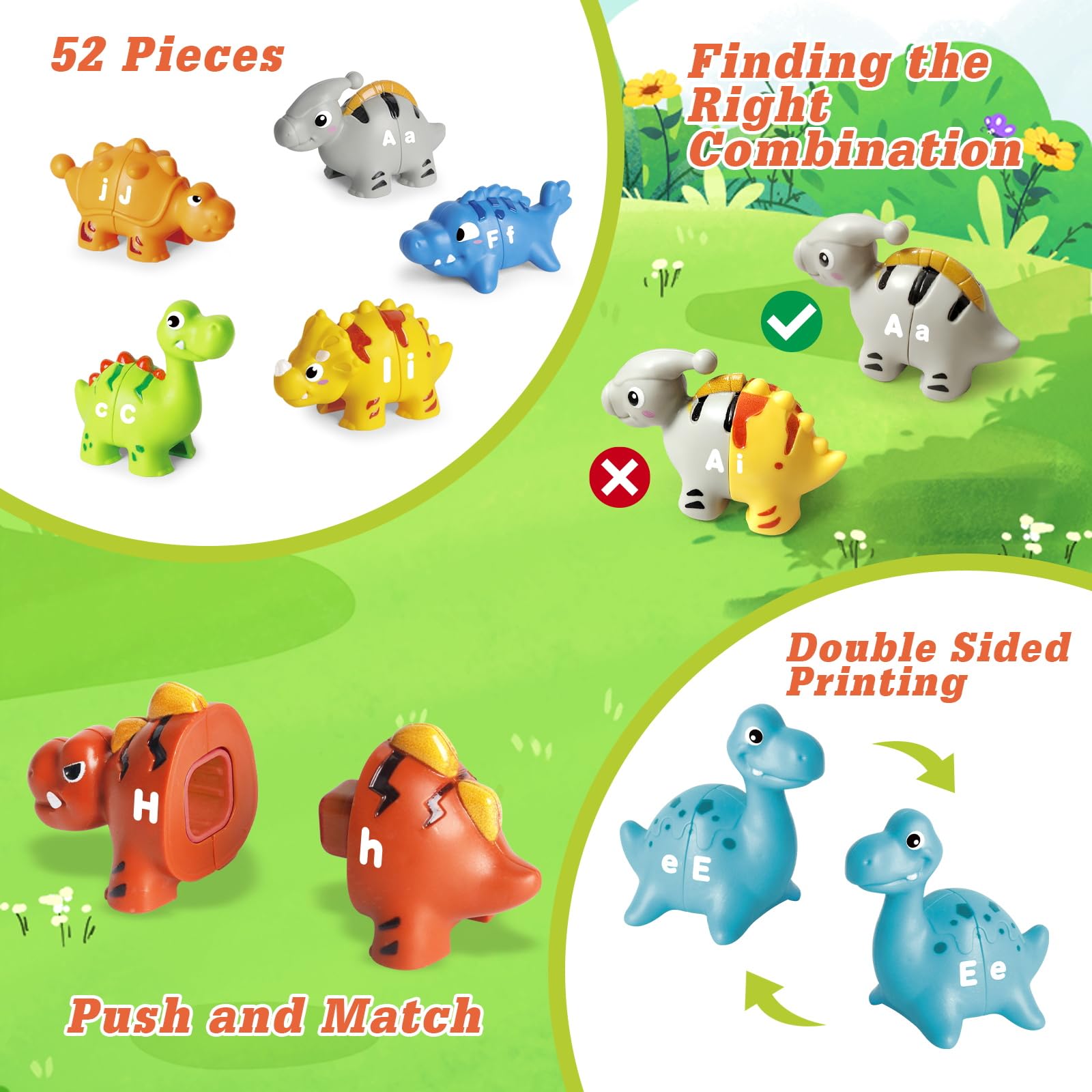 Jetbotell toddler fine motor toys strengthen fingers while exploring dino tails and heads.