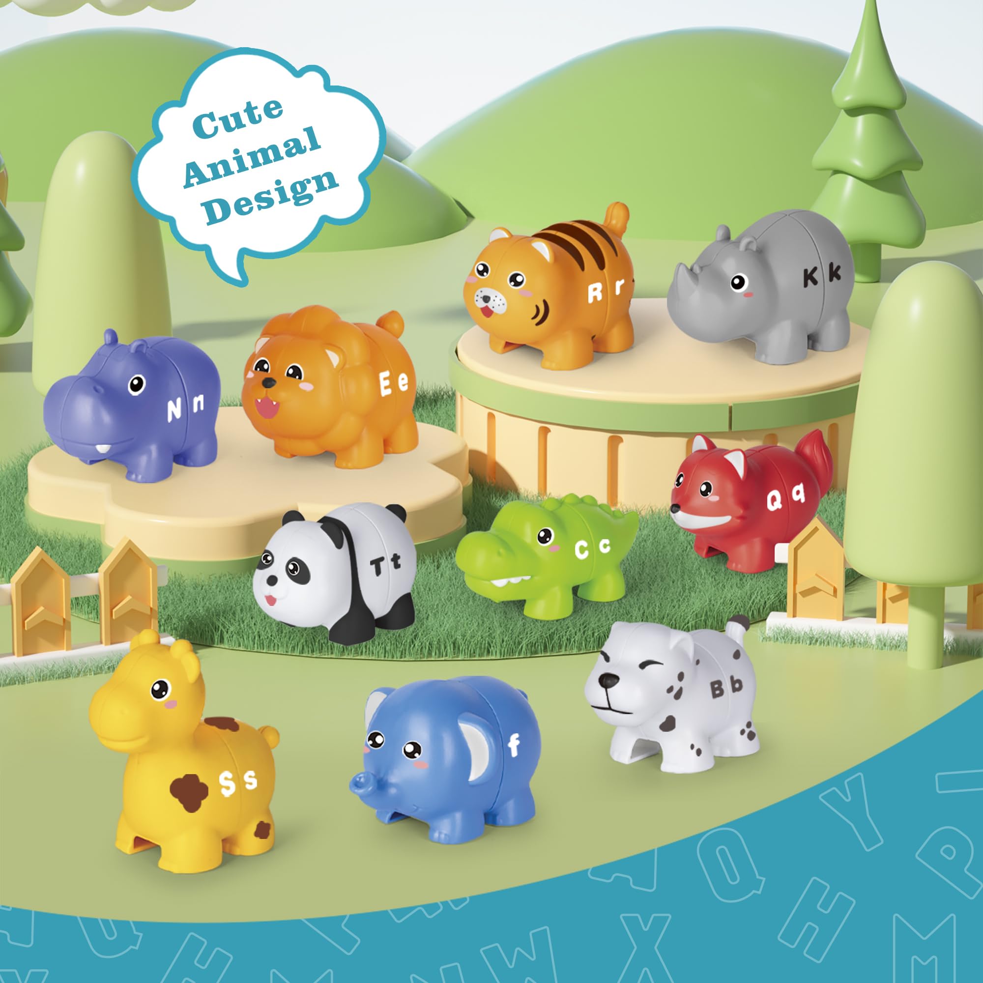 Jetbotell wild-animal-pals-mix-and-match demonstrating color sorting and letter recognition