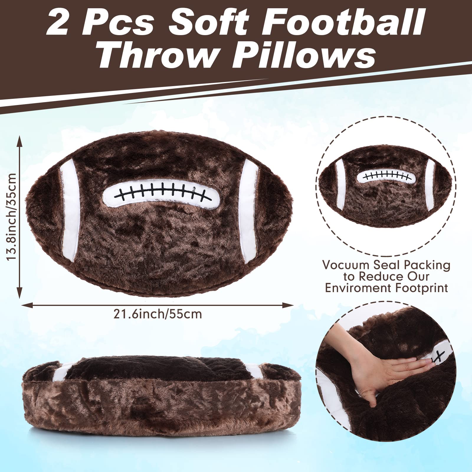 Jetec football pillow embroidery detail enhances authentic football look.