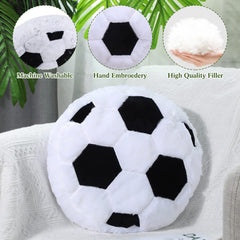 Jetec soccer pillow adds a whimsical touch to a bedroom decor setup.