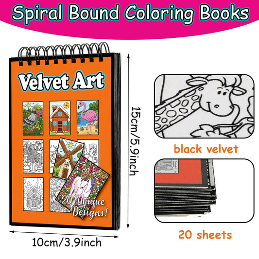 Jetec velvet art coloring book pages reveal soft textures for tactile coloring.