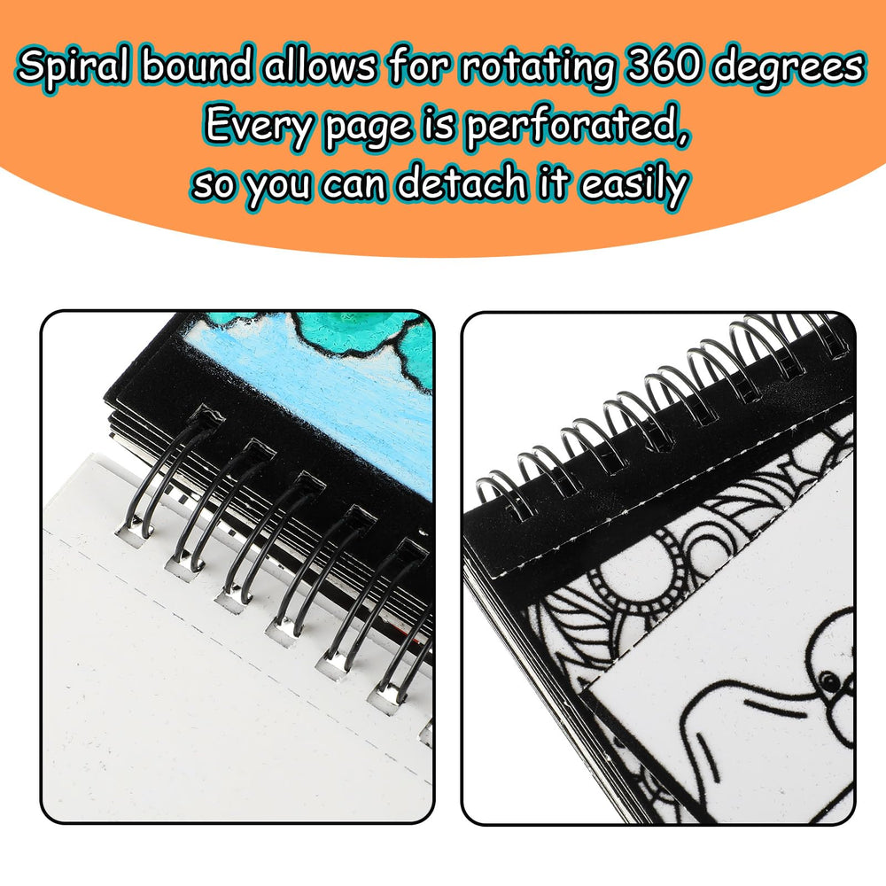 Jetec velvet art coloring book spiral binding keeps pages flat during painting.