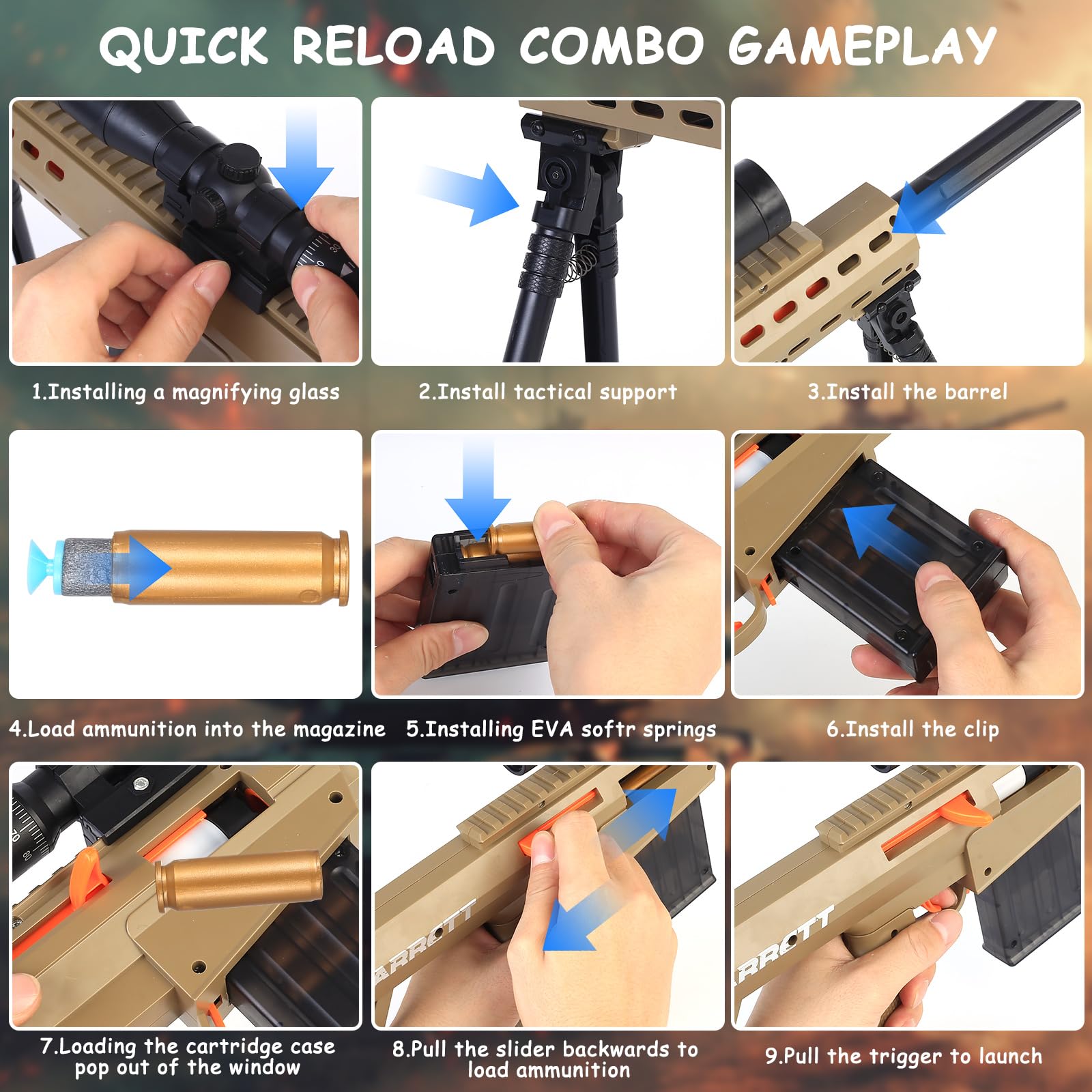 JETFLIP dynamic firing experience with shell ejecting action for immersion.