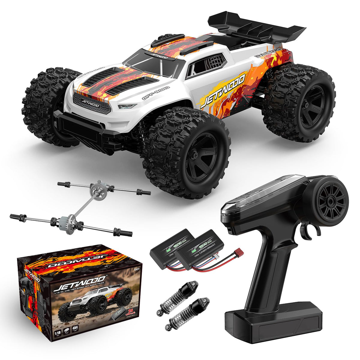 Jetwood JC18W fast RC car front-angle for high-speed off-road thrills