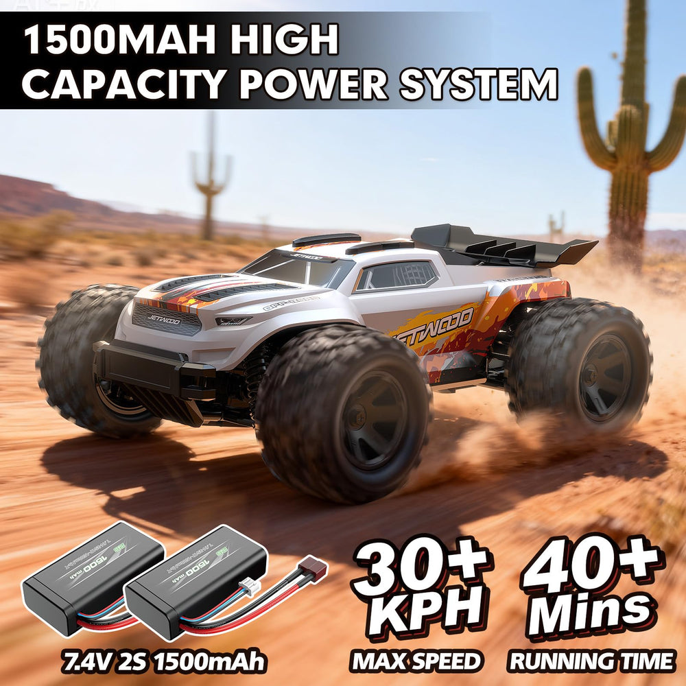 Jetwood JC18W RC car side view highlights agile handling on varied surfaces