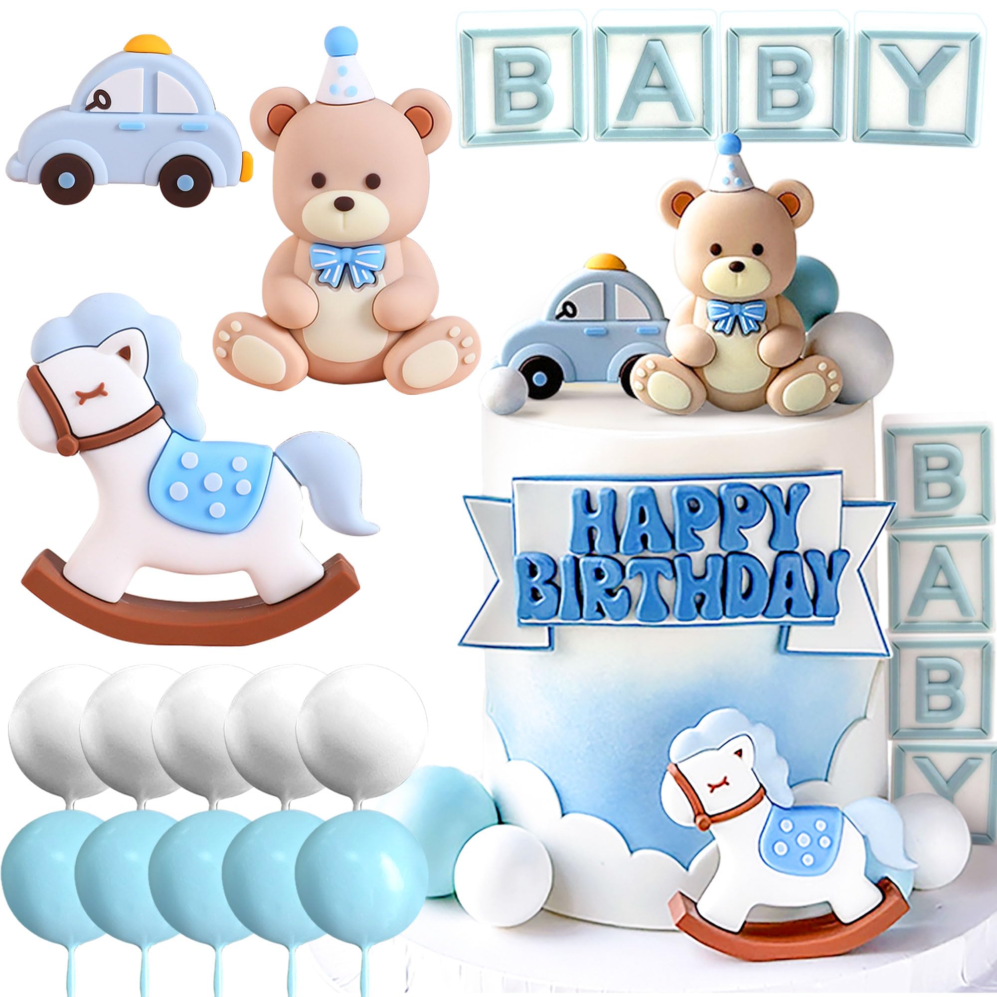 JeVenis blue cake balls add color pops for playful baby shower themes.