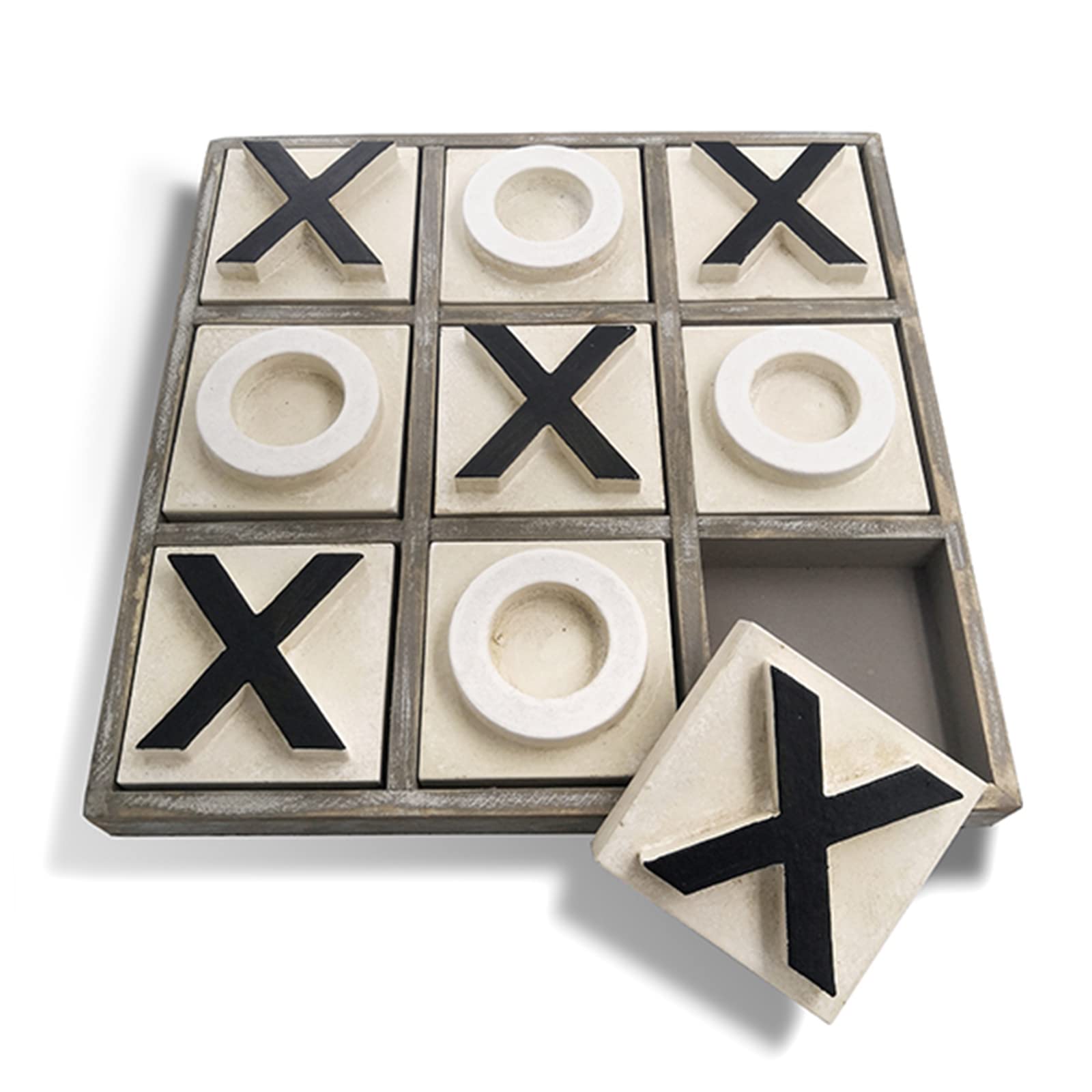 JEVERGN large wooden tic tac toe board with frame for stable play and family fun.