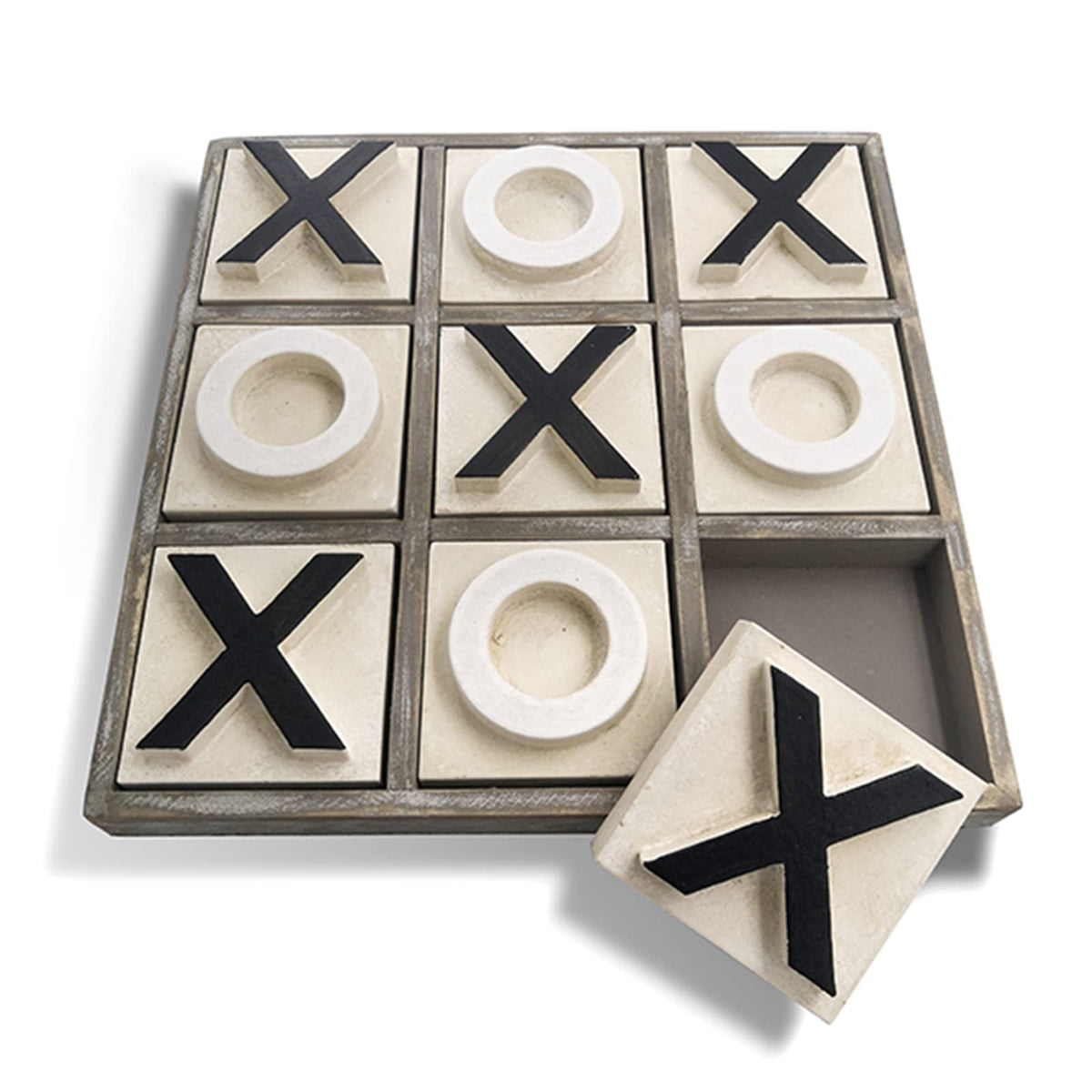 JEVERGN large wooden tic tac toe board with frame for stable play and family fun.