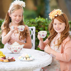Jewelkeeper porcelain tea set with floral design adds vintage charm to playtime
