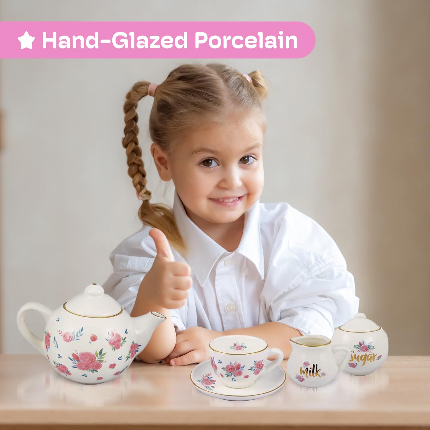 Jewelkeeper porcelain tea set teapot with floral design for creative tea time