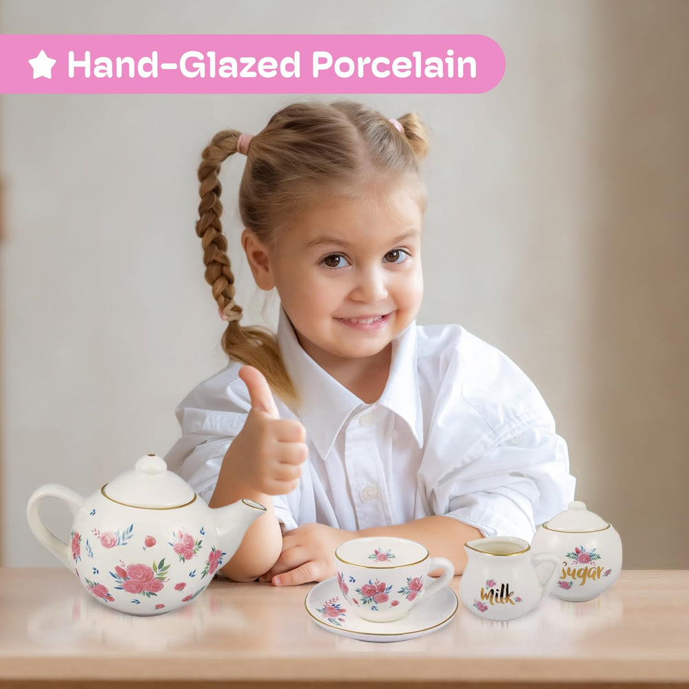 Jewelkeeper porcelain tea set teapot with floral design for creative tea time
