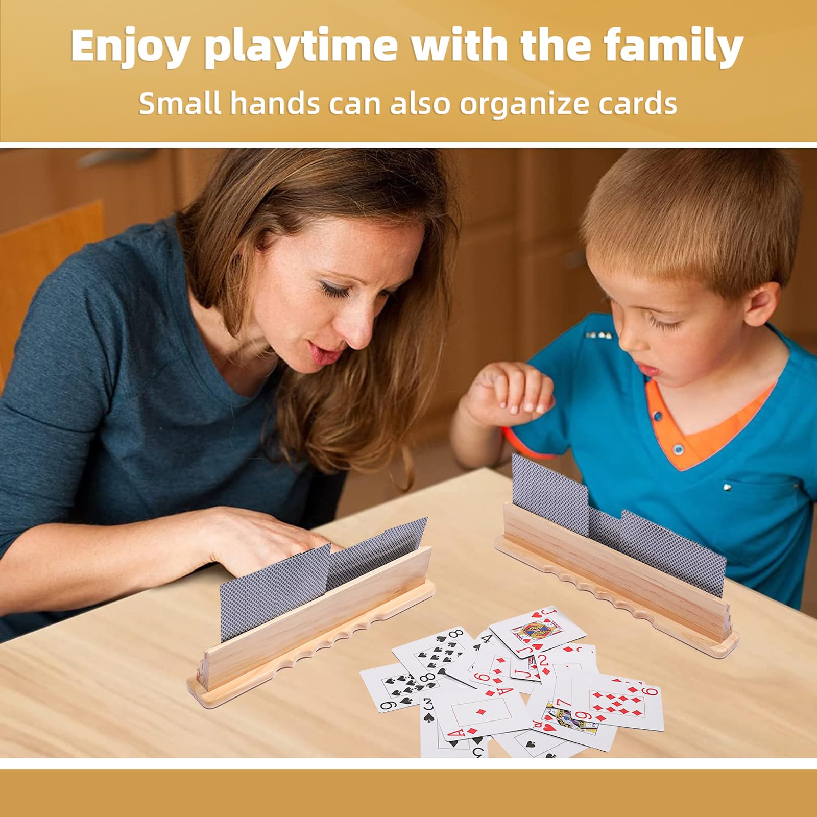 JFMkaer wooden card holder suitable for adults, seniors, and kids