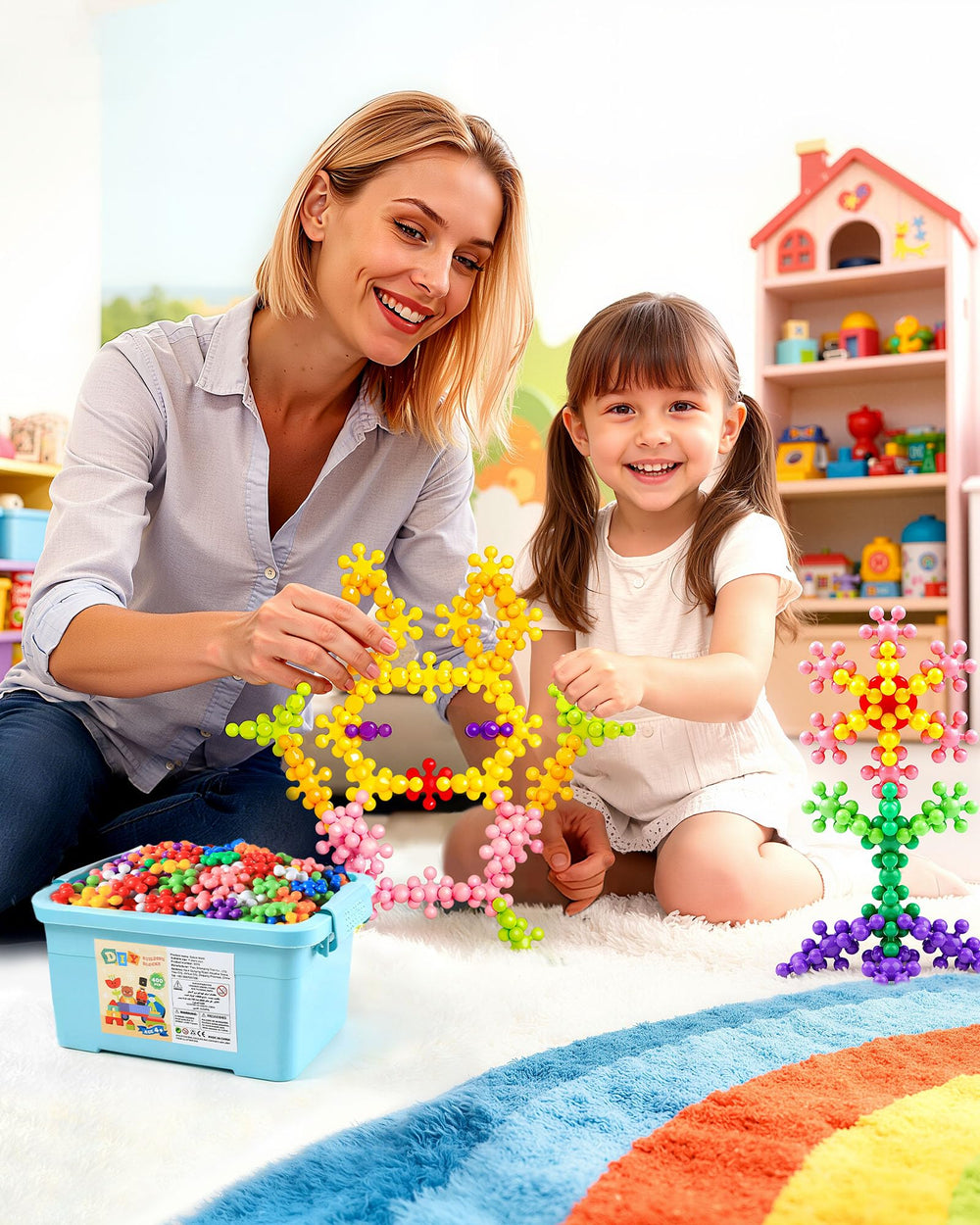JGLXF interlocking plastic blocks with smooth edges for safe preschool play and STEM learning.