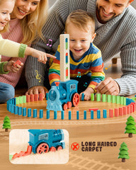 JGLXF domino train inviting family play and learning blue.