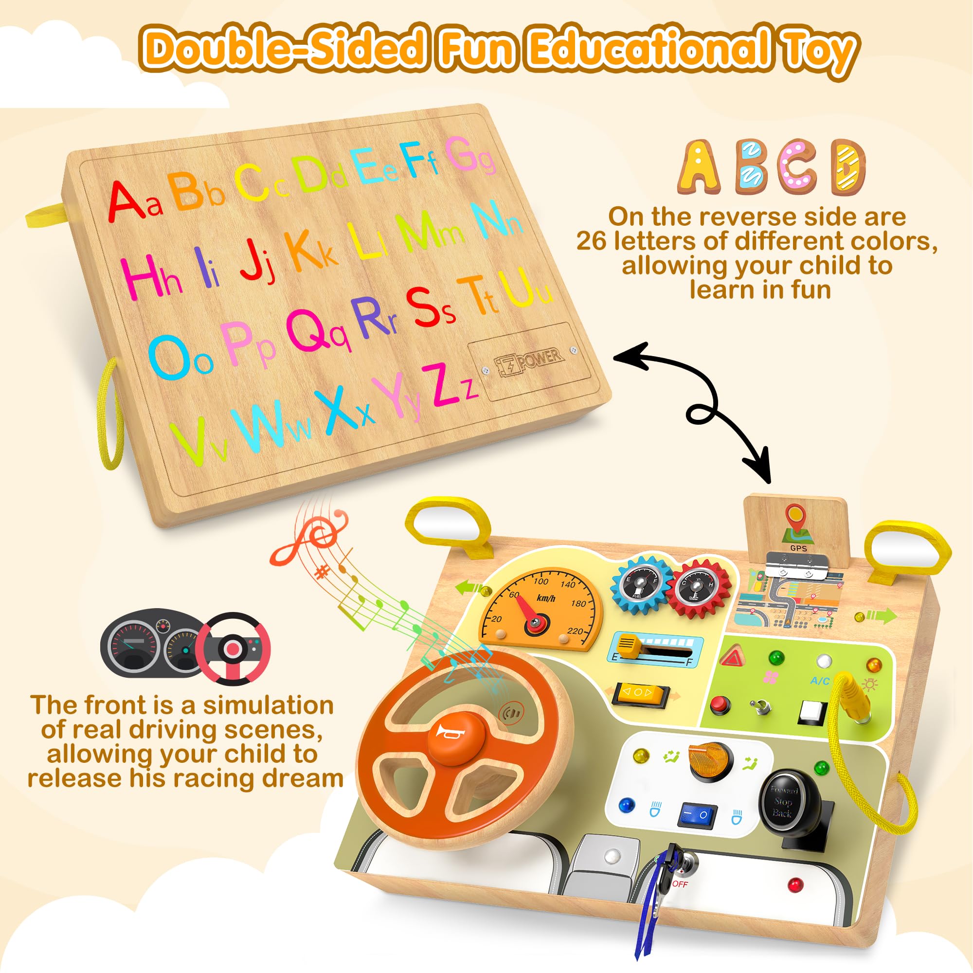 Operation lever and dashboard controls encourage detailed manipulation during play.