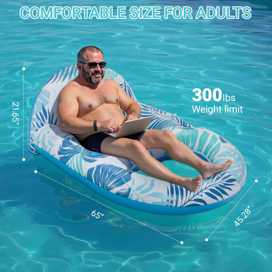 JGV adult pool float with cup holders for beverages and easy access.