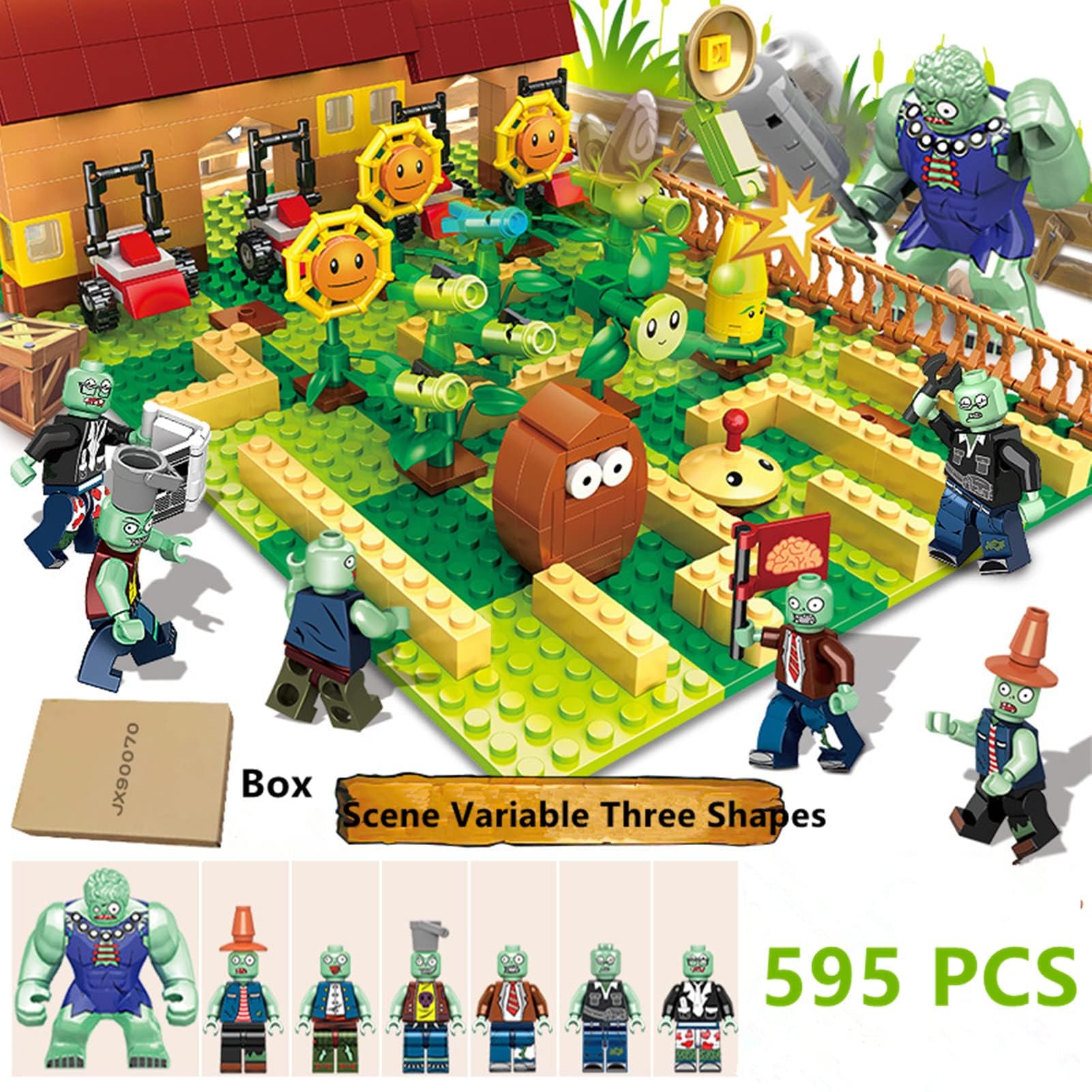 JHESAO Plants Zombies building-block figures for creative scene building.