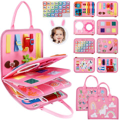 JHkim Busy Board with 8 pages, travel-friendly for toddlers, engaging on the go