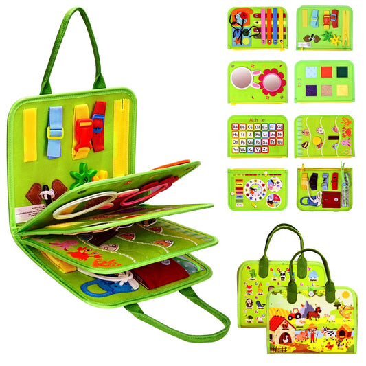 JHkim Busy Board daily dressing page for fine motor skills on the go