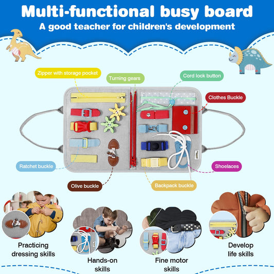 JHkim Busy Board Eight-Pages; diverse activities for on-the-go learning.