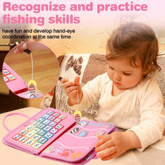 JHkim Busy Board with mirror, clocks, and calendars for interactive learning on trips