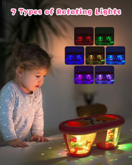 Jhoprcin pink drum toy with eight sounds and sixteen melodies for early musical play.