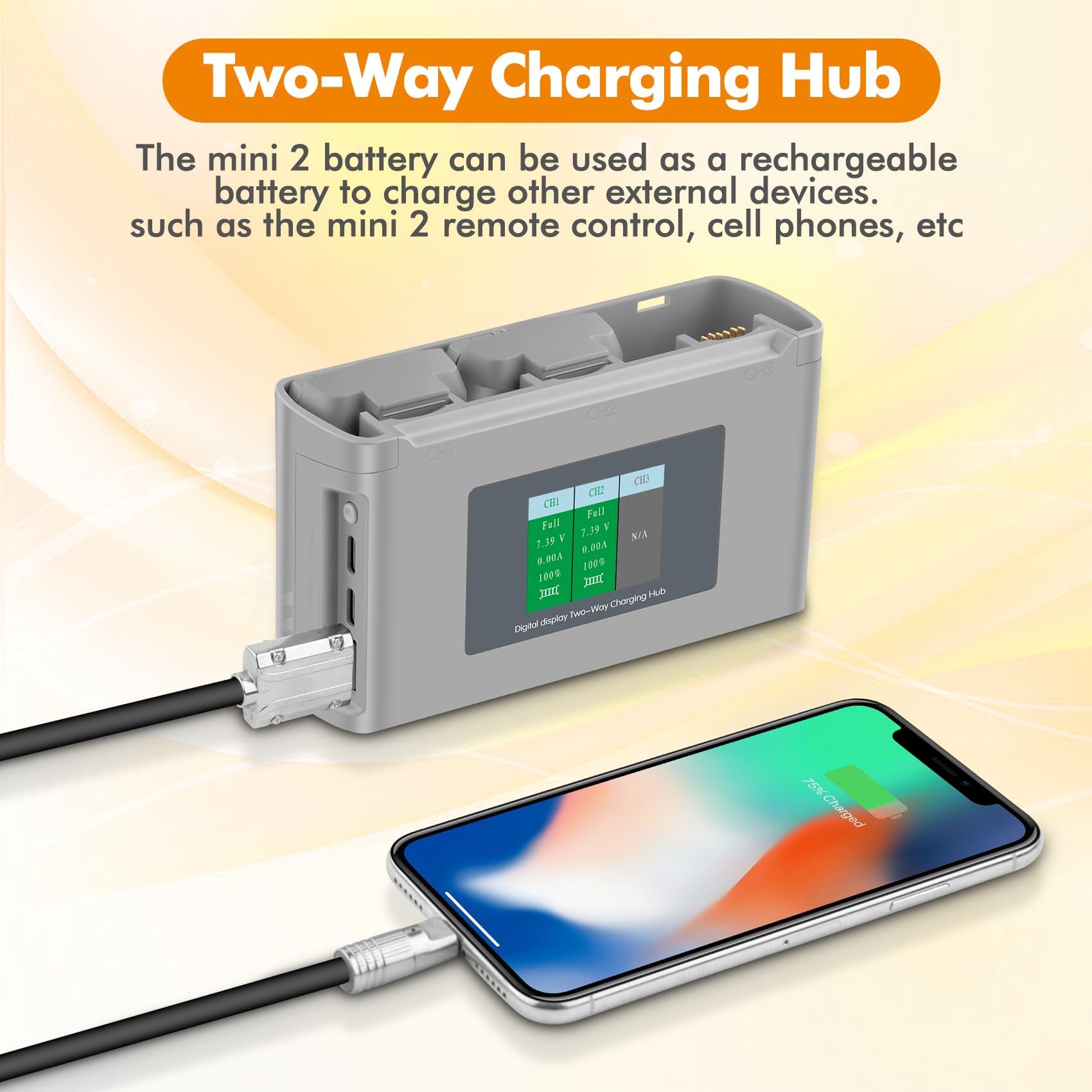 JHTC Mini 2 battery bays illuminated to indicate charging progress